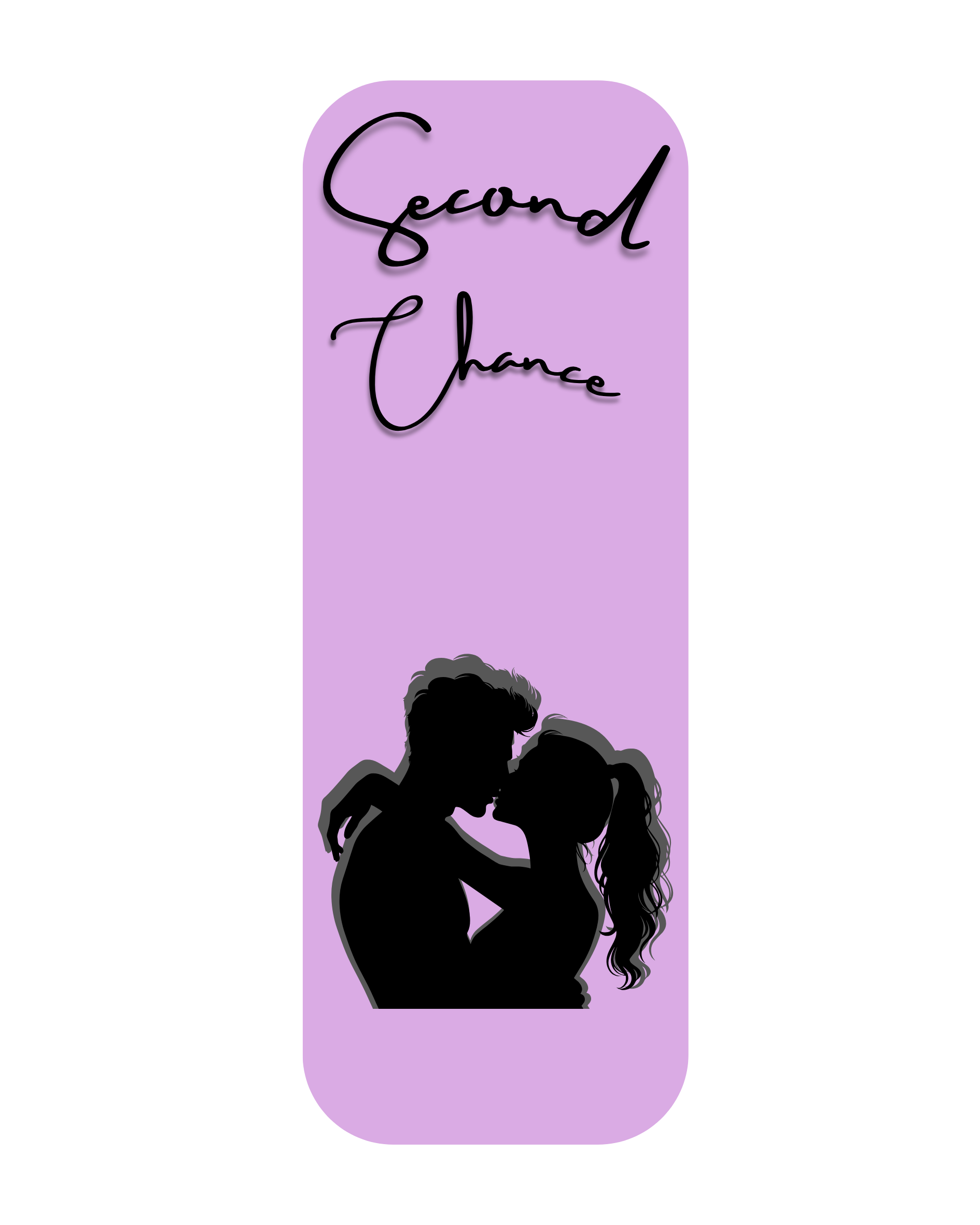  'Second Chance' text and silhouette of a couple on a purple background