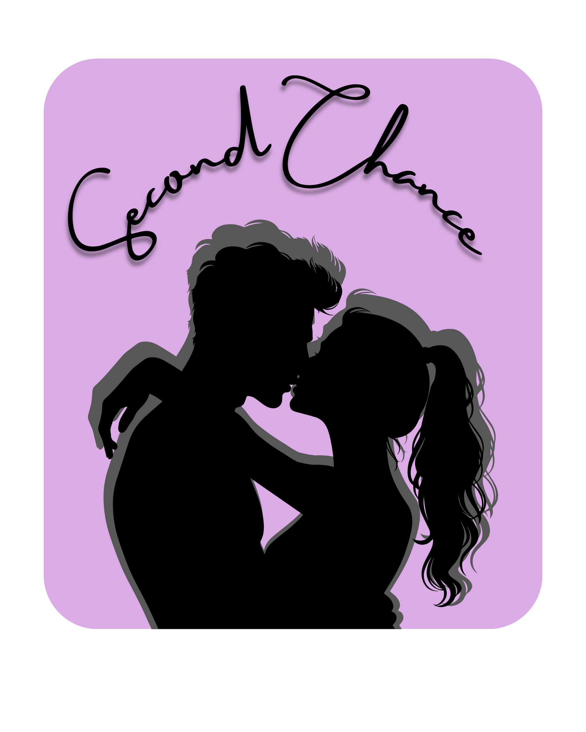 Silhouette of a couple embracing with 'Second Chance' text on a purple background